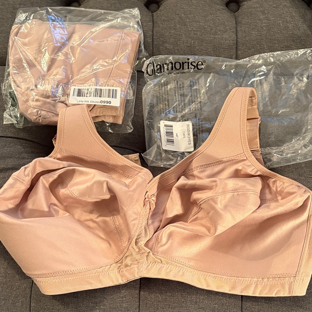 Glamorise Nude Pink beige cafe Full Coverage Non-Wired Support Bra 44F NWT